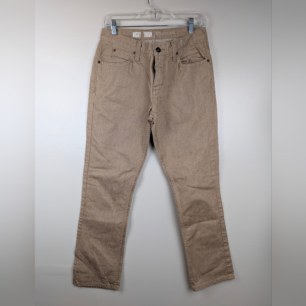 Free World Men's Night Train Regular Beige Tan Straight Pants Size 31 Streetwear